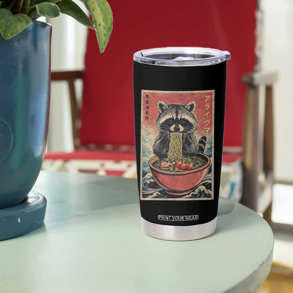 Kawaii Anime Raccoon Ramen Tumbler Cup Funny Japanese Noodles Anime Lovers TS10 Print Your Wear