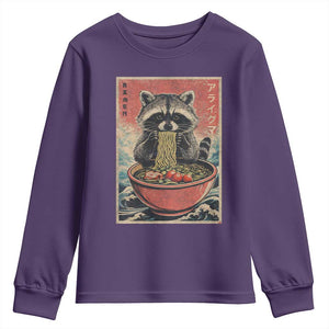 Kawaii Anime Raccoon Ramen Youth Sweatshirt Funny Japanese Noodles Anime Lovers TS10 Purple Print Your Wear