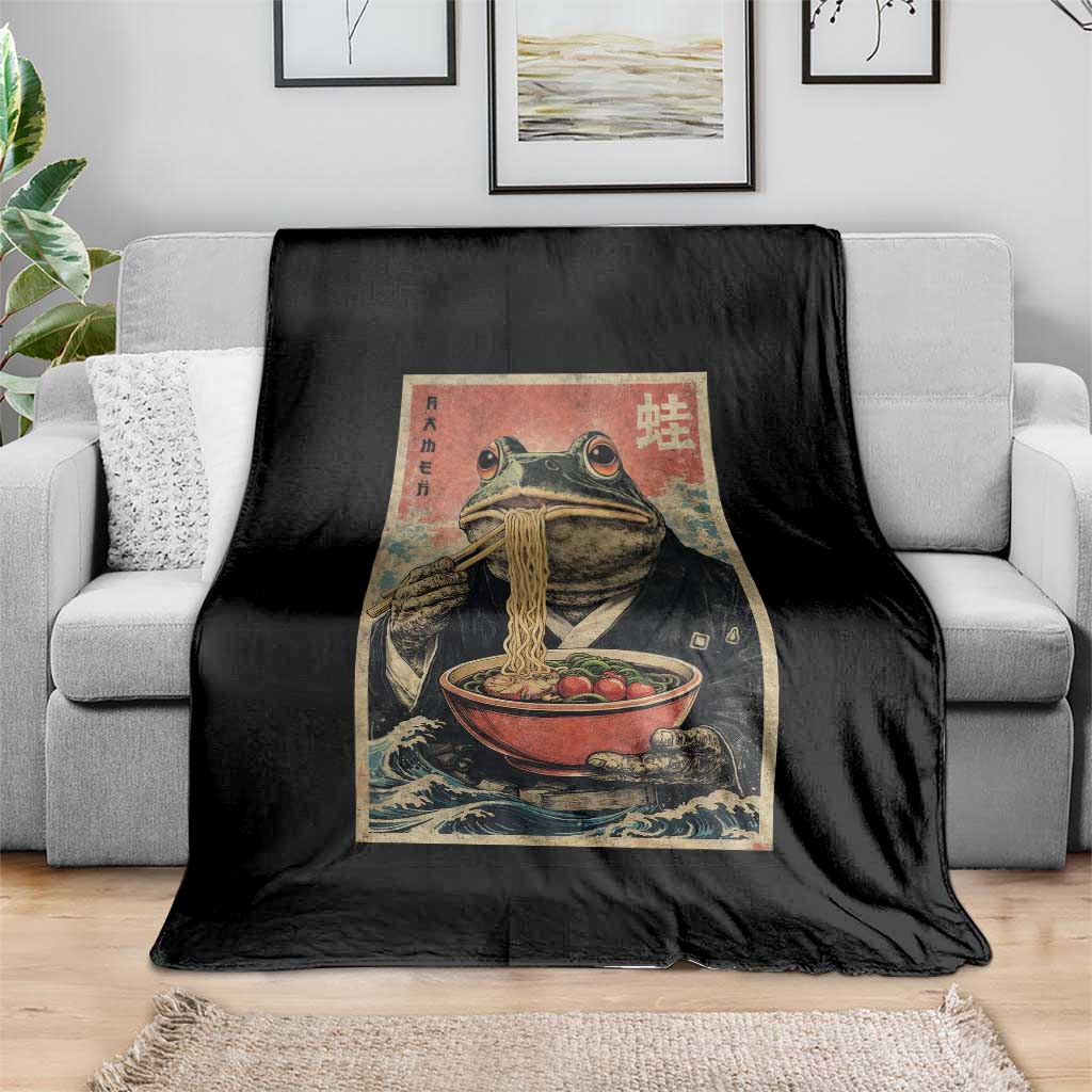 Frog Eat Ramen Throw Blanket Funny Japanese Noodles Anime Lovers Kawaii Anime TS10 Print Your Wear