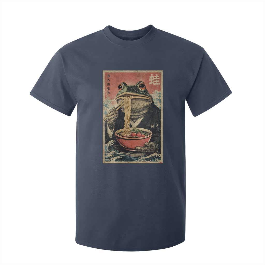 Frog Eat Ramen T Shirt For Kid Funny Japanese Noodles Anime Lovers Kawaii Anime TS10 Navy Print Your Wear