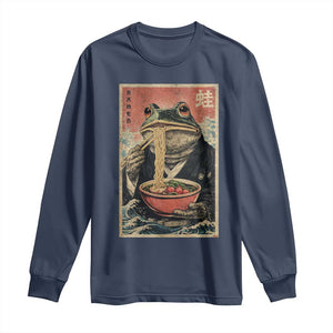 Frog Eat Ramen Long Sleeve Shirt Funny Japanese Noodles Anime Lovers Kawaii Anime TS10 Navy Print Your Wear