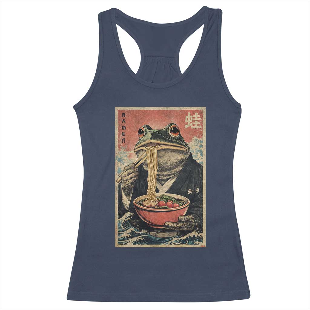 Frog Eat Ramen Racerback Tank Top Funny Japanese Noodles Anime Lovers Kawaii Anime TS10 Navy Print Your Wear