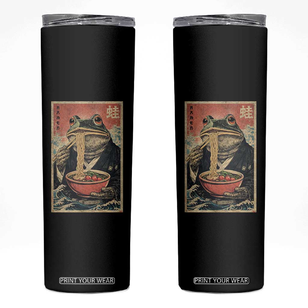 Frog Eat Ramen Skinny Tumbler Funny Japanese Noodles Anime Lovers Kawaii Anime TS10 Black Print Your Wear