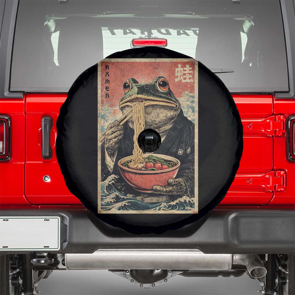 Frog Eat Ramen Spare Tire Cover Funny Japanese Noodles Anime Lovers Kawaii Anime TS10 Black Print Your Wear