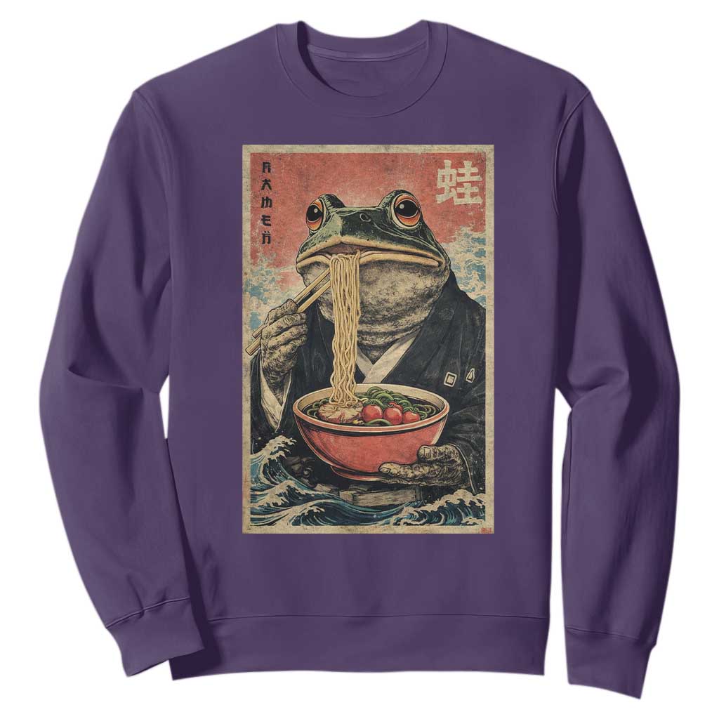 Frog Eat Ramen Sweatshirt Funny Japanese Noodles Anime Lovers Kawaii Anime TS10 Purple Print Your Wear