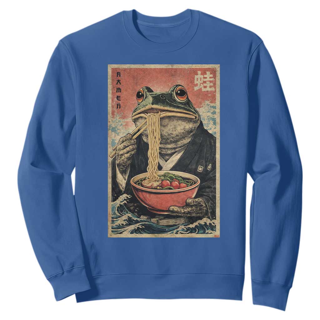 Frog Eat Ramen Sweatshirt Funny Japanese Noodles Anime Lovers Kawaii Anime TS10 Royal Blue Print Your Wear