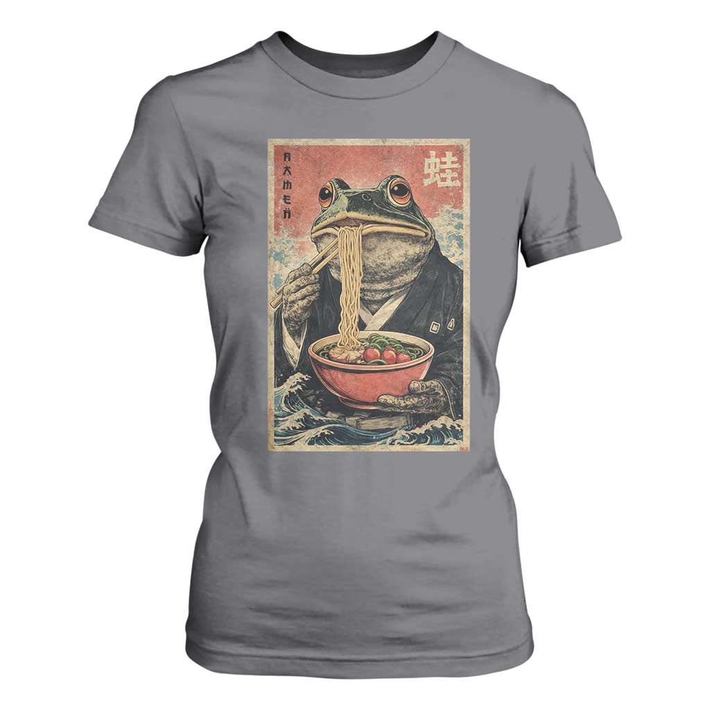 Frog Eat Ramen T Shirt For Women Funny Japanese Noodles Anime Lovers Kawaii Anime TS10 Charcoal Print Your Wear