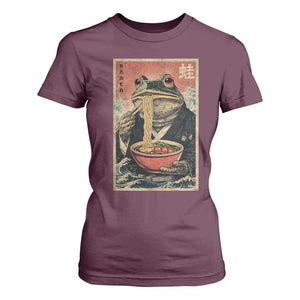 Frog Eat Ramen T Shirt For Women Funny Japanese Noodles Anime Lovers Kawaii Anime TS10 Maroon Print Your Wear