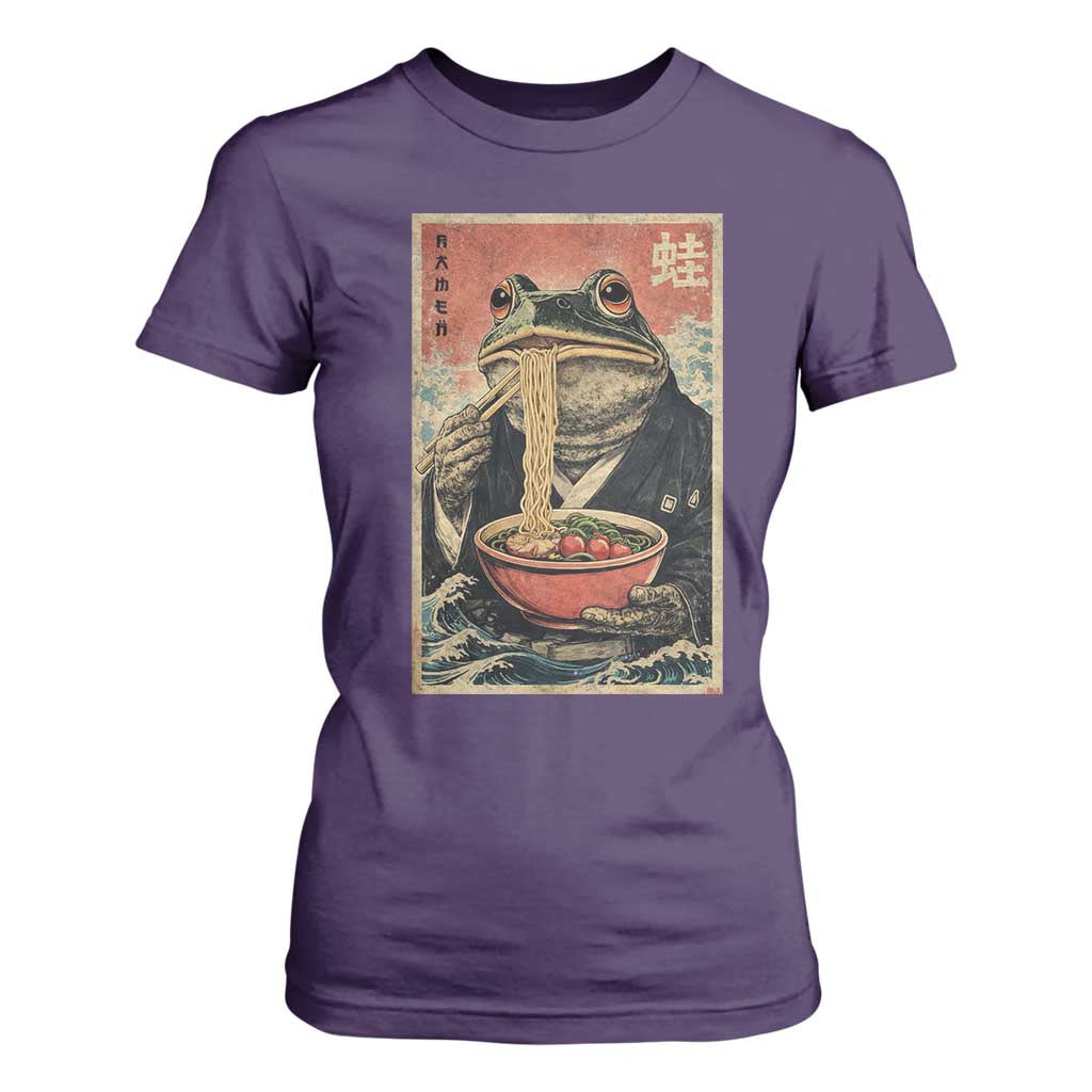 Frog Eat Ramen T Shirt For Women Funny Japanese Noodles Anime Lovers Kawaii Anime TS10 Purple Print Your Wear