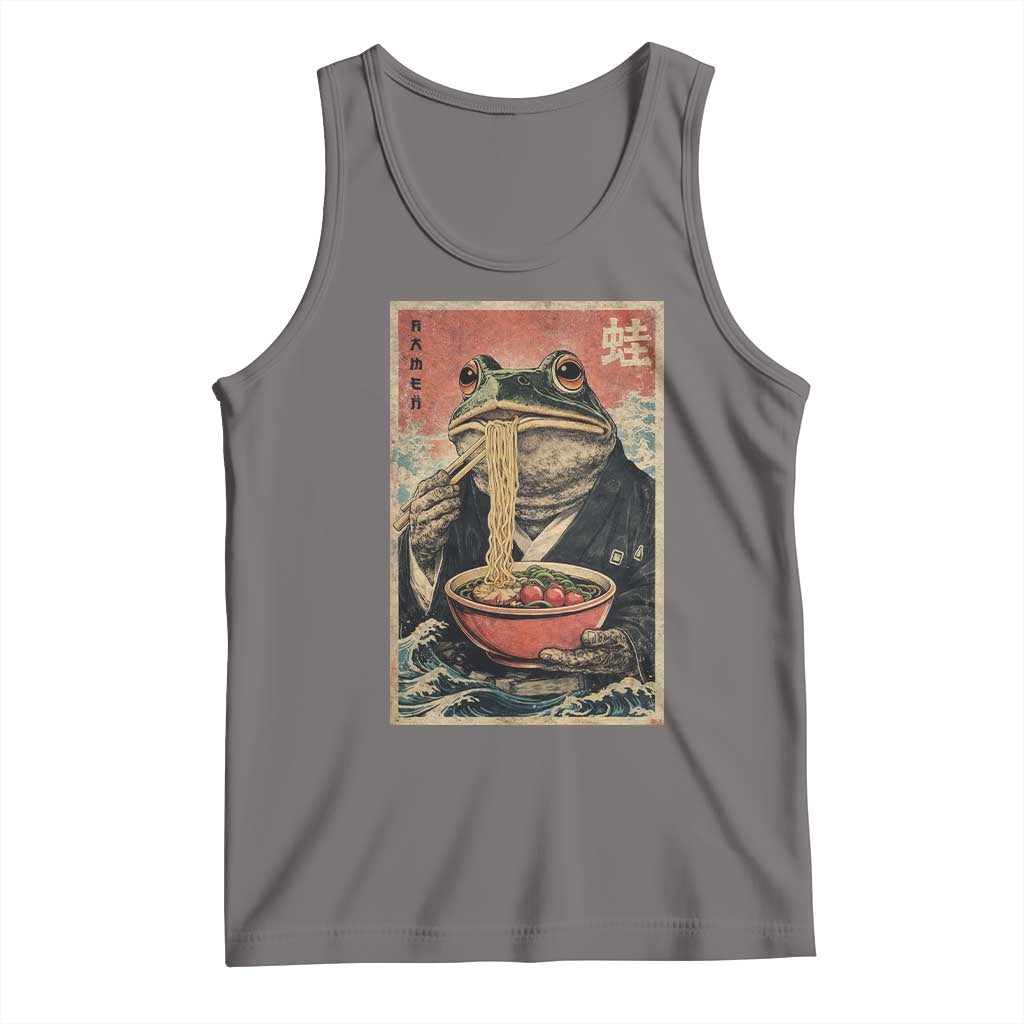 Frog Eat Ramen Tank Top Funny Japanese Noodles Anime Lovers Kawaii Anime TS10 Deep Heather Print Your Wear