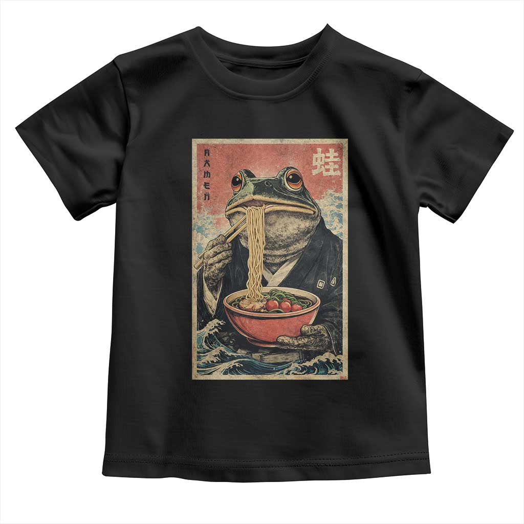 Frog Eat Ramen Toddler T Shirt Funny Japanese Noodles Anime Lovers Kawaii Anime TS10 Black Print Your Wear