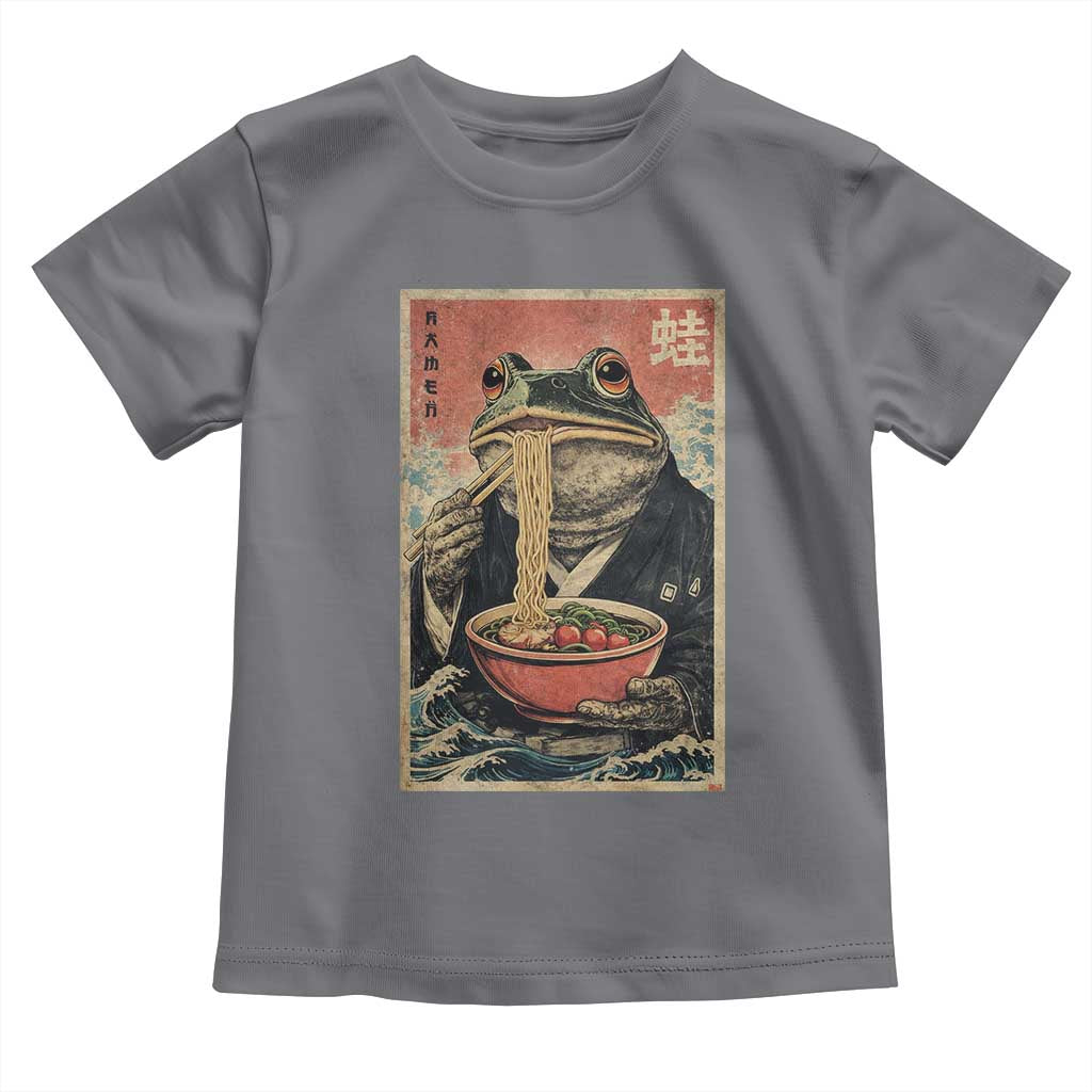 Frog Eat Ramen Toddler T Shirt Funny Japanese Noodles Anime Lovers Kawaii Anime TS10 Charcoal Print Your Wear