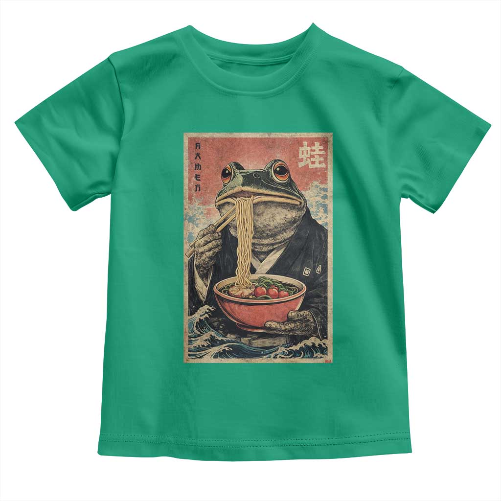 Frog Eat Ramen Toddler T Shirt Funny Japanese Noodles Anime Lovers Kawaii Anime TS10 Irish Green Print Your Wear