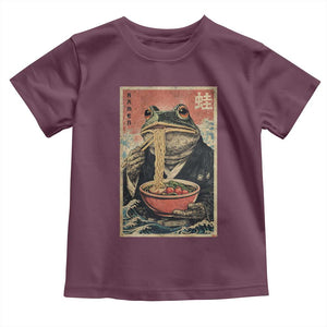 Frog Eat Ramen Toddler T Shirt Funny Japanese Noodles Anime Lovers Kawaii Anime TS10 Maroon Print Your Wear