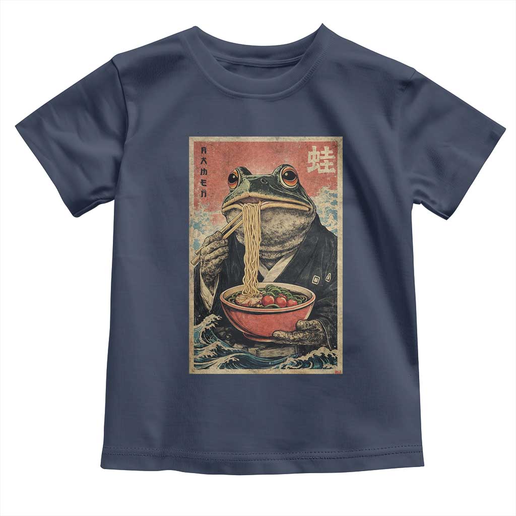 Frog Eat Ramen Toddler T Shirt Funny Japanese Noodles Anime Lovers Kawaii Anime TS10 Navy Print Your Wear
