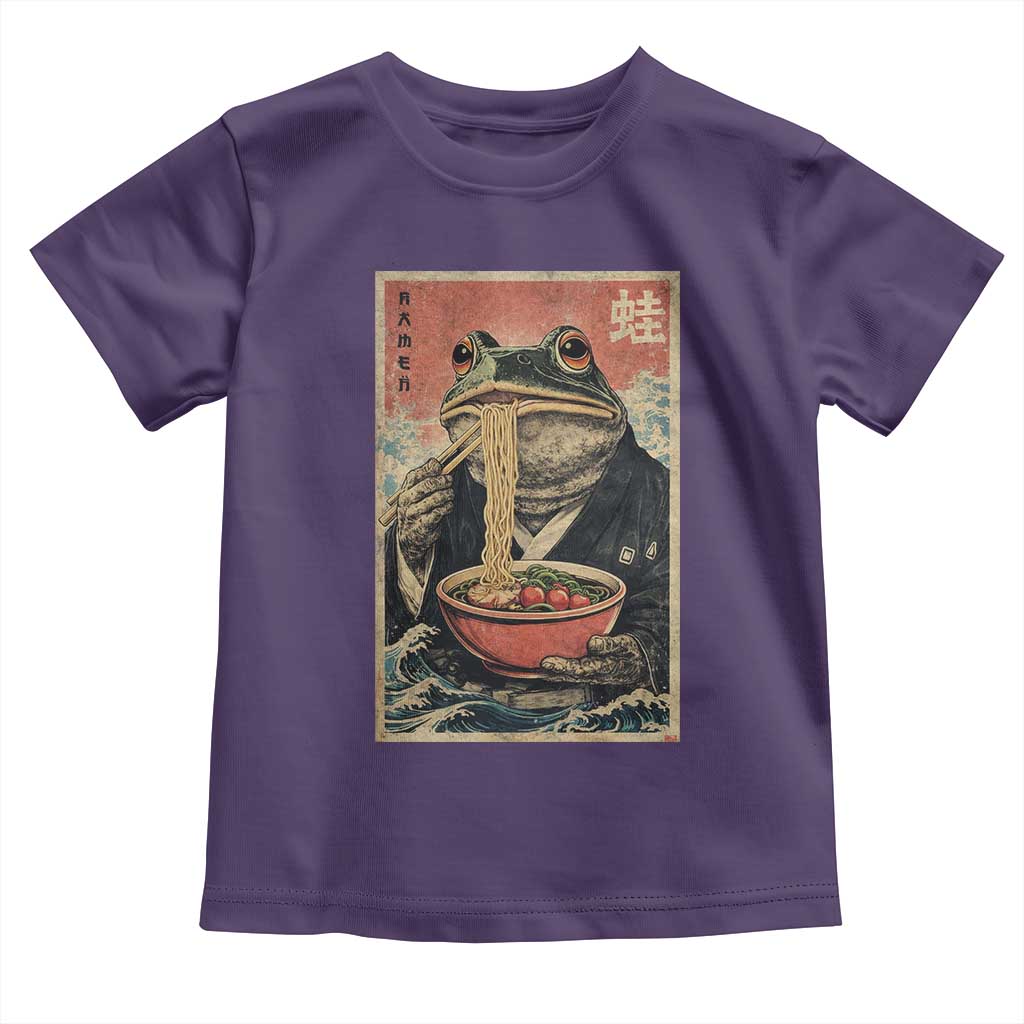 Frog Eat Ramen Toddler T Shirt Funny Japanese Noodles Anime Lovers Kawaii Anime TS10 Purple Print Your Wear
