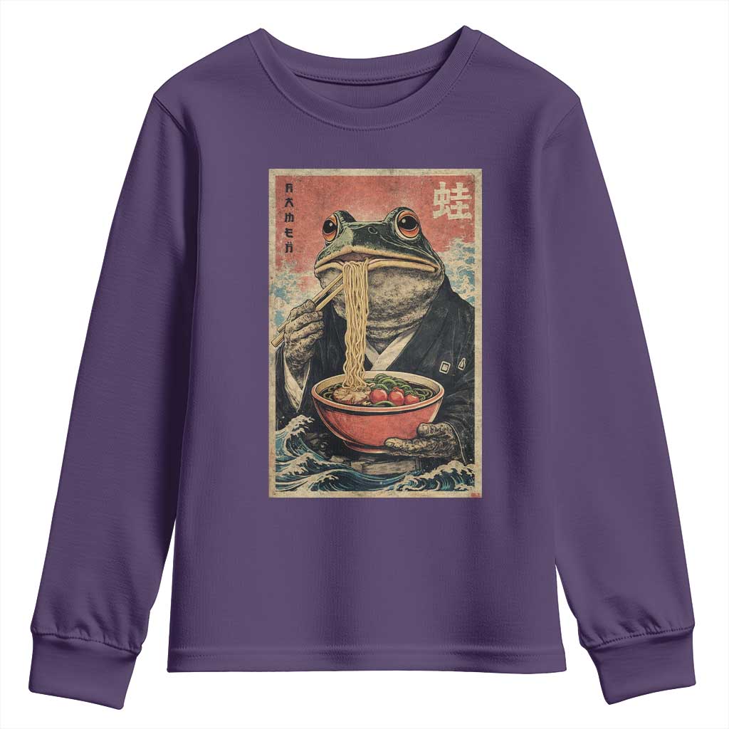 Frog Eat Ramen Youth Sweatshirt Funny Japanese Noodles Anime Lovers Kawaii Anime TS10 Purple Print Your Wear