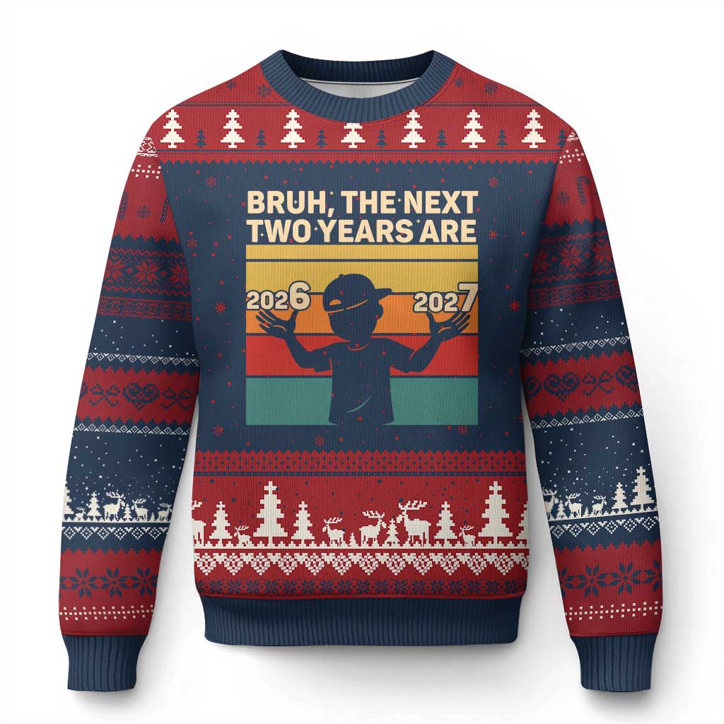 Bruh 67 New Years Eve Party Ugly Christmas Sweater Six Seven Boys 67 Meme 6 7 Numbers TS10 Navy Red Print Your Wear