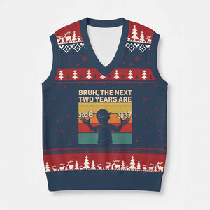 Bruh 67 New Years Eve Party V-Neck Knit Sweater Vest Six Seven Boys 67 Meme 6 7 Numbers TS10 Navy Red Print Your Wear