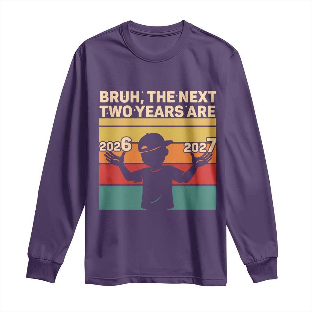 Bruh 67 New Years Eve Party Long Sleeve Shirt Six Seven Boys 67 Meme 6 7 Numbers TS10 Purple Print Your Wear