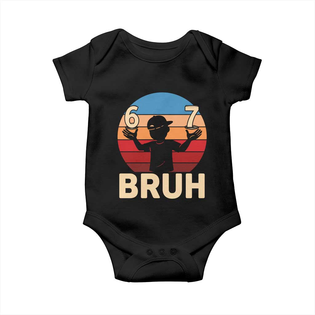 Bruh 67 Meme Baby Onesie Funny Six Seven Meme 6 7 Numbers Kid Gen Alpha TS10 Black Print Your Wear