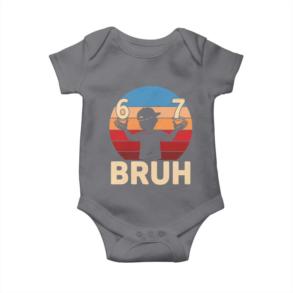Bruh 67 Meme Baby Onesie Funny Six Seven Meme 6 7 Numbers Kid Gen Alpha TS10 Charcoal Print Your Wear