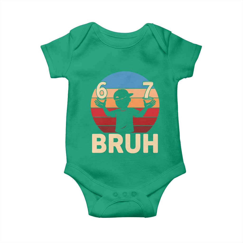 Bruh 67 Meme Baby Onesie Funny Six Seven Meme 6 7 Numbers Kid Gen Alpha TS10 Irish Green Print Your Wear