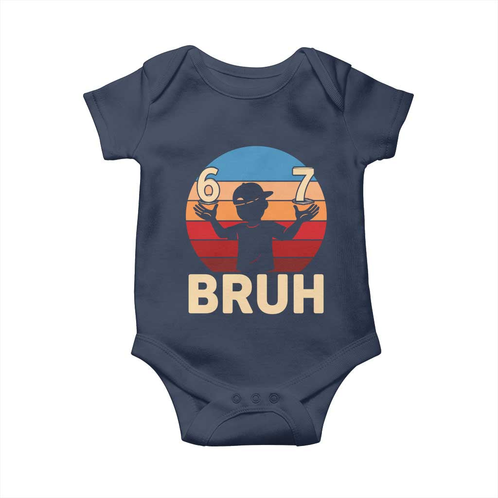 Bruh 67 Meme Baby Onesie Funny Six Seven Meme 6 7 Numbers Kid Gen Alpha TS10 Navy Print Your Wear