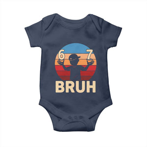 Bruh 67 Meme Baby Onesie Funny Six Seven Meme 6 7 Numbers Kid Gen Alpha TS10 Navy Print Your Wear