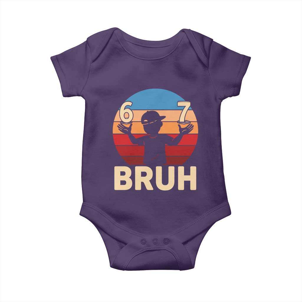 Bruh 67 Meme Baby Onesie Funny Six Seven Meme 6 7 Numbers Kid Gen Alpha TS10 Purple Print Your Wear