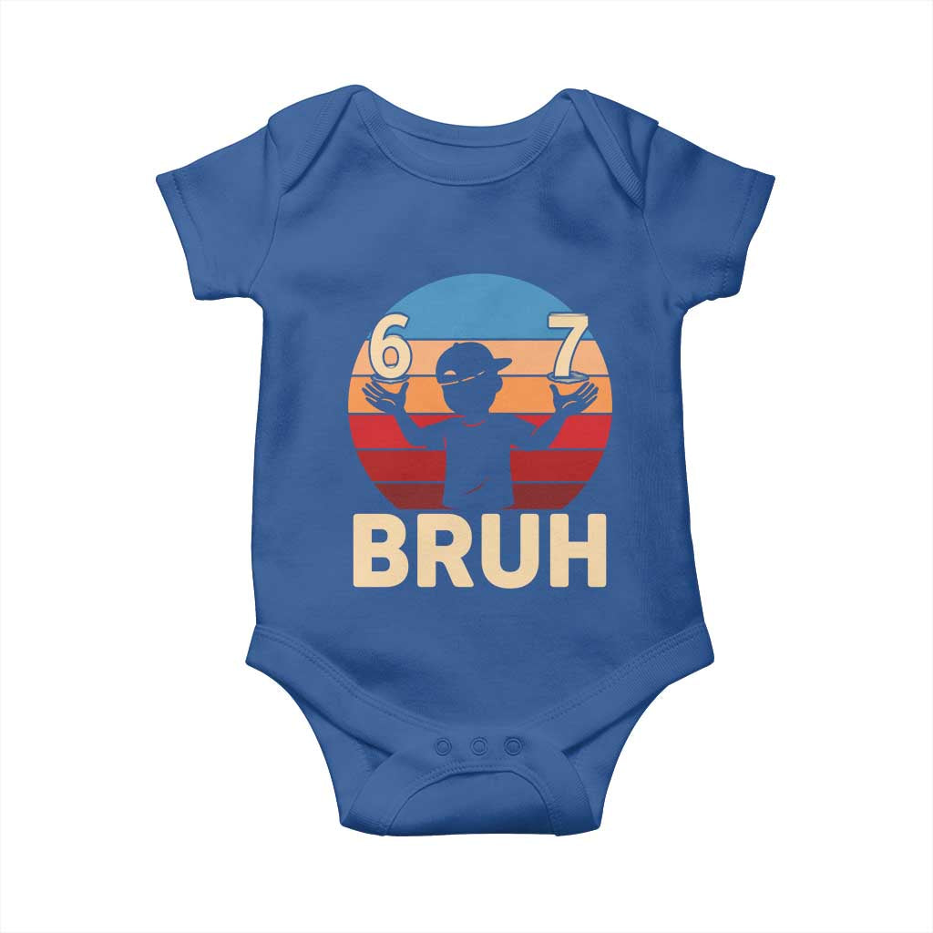 Bruh 67 Meme Baby Onesie Funny Six Seven Meme 6 7 Numbers Kid Gen Alpha TS10 Royal Blue Print Your Wear