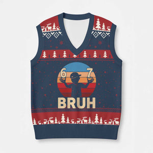 Bruh 67 Meme V-Neck Knit Sweater Vest Funny Six Seven Meme 6 7 Numbers Kid Gen Alpha TS10 Navy Red Print Your Wear