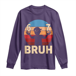 Bruh 67 Meme Long Sleeve Shirt Funny Six Seven Meme 6 7 Numbers Kid Gen Alpha TS10 Purple Print Your Wear