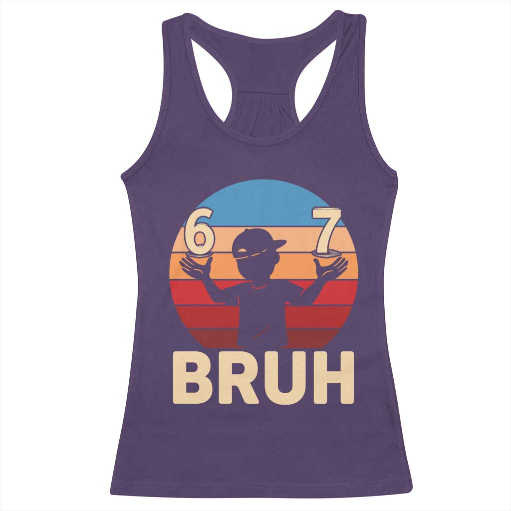 Bruh 67 Meme Racerback Tank Top Funny Six Seven Meme 6 7 Numbers Kid Gen Alpha TS10 Purple Print Your Wear
