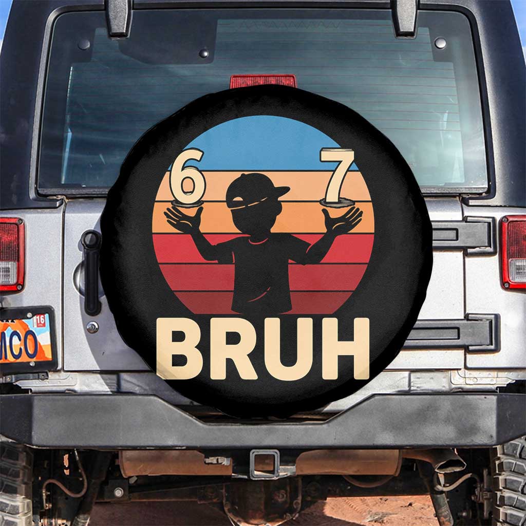 Bruh 67 Meme Spare Tire Cover Funny Six Seven Meme 6 7 Numbers Kid Gen Alpha TS10 No hole Black Print Your Wear