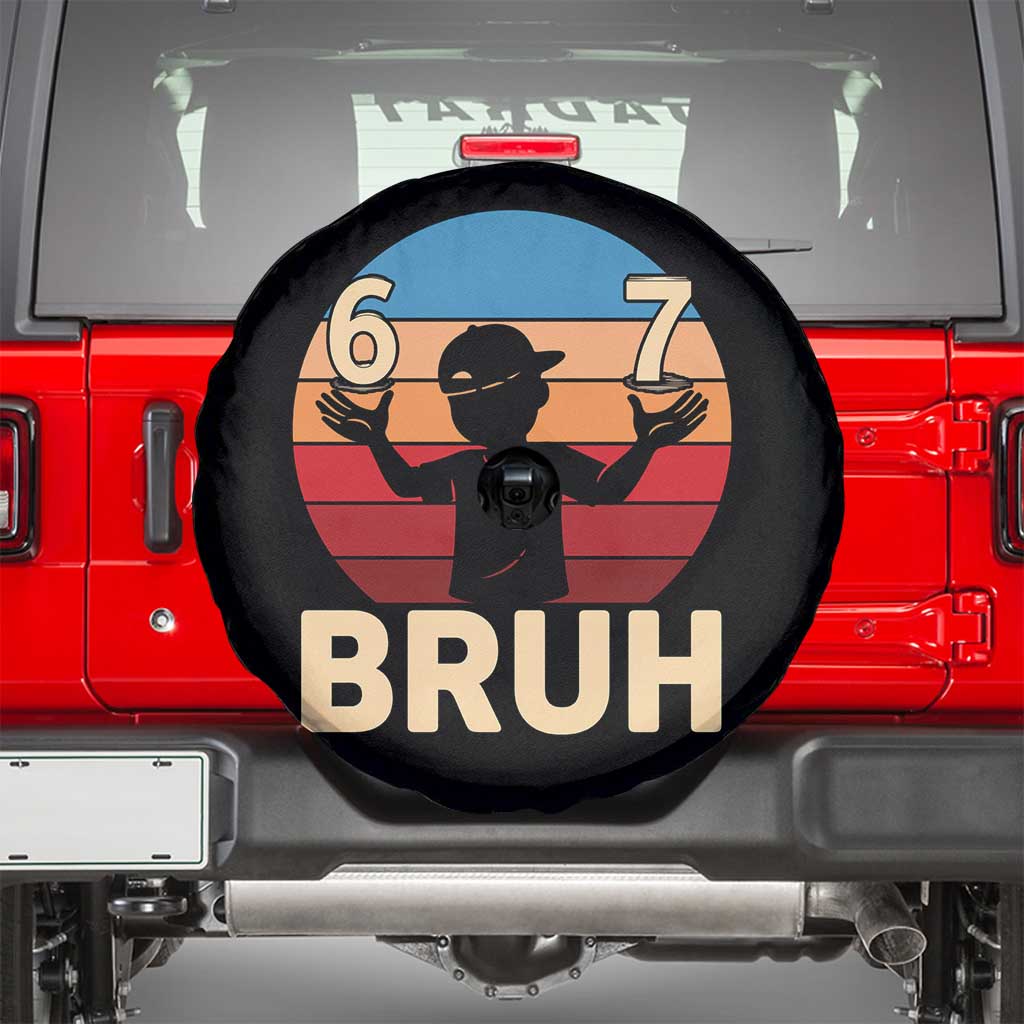 Bruh 67 Meme Spare Tire Cover Funny Six Seven Meme 6 7 Numbers Kid Gen Alpha TS10 Black Print Your Wear