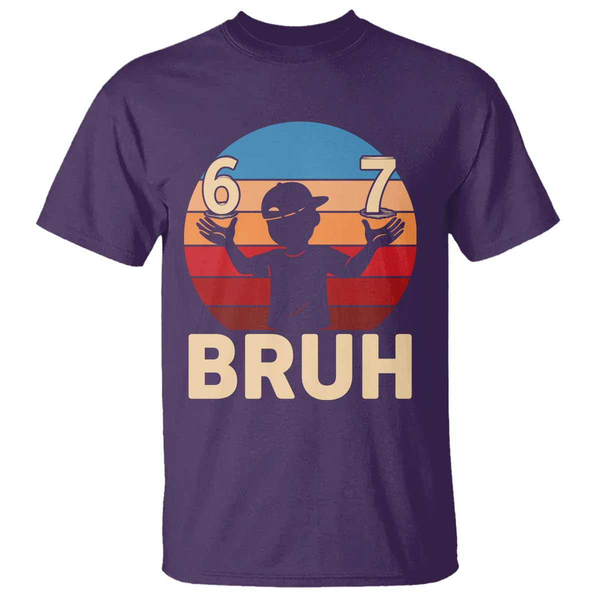 Bruh 67 Meme T Shirt Funny Six Seven Meme 6 7 Numbers Kid Gen Alpha TS10 Purple Print Your Wear