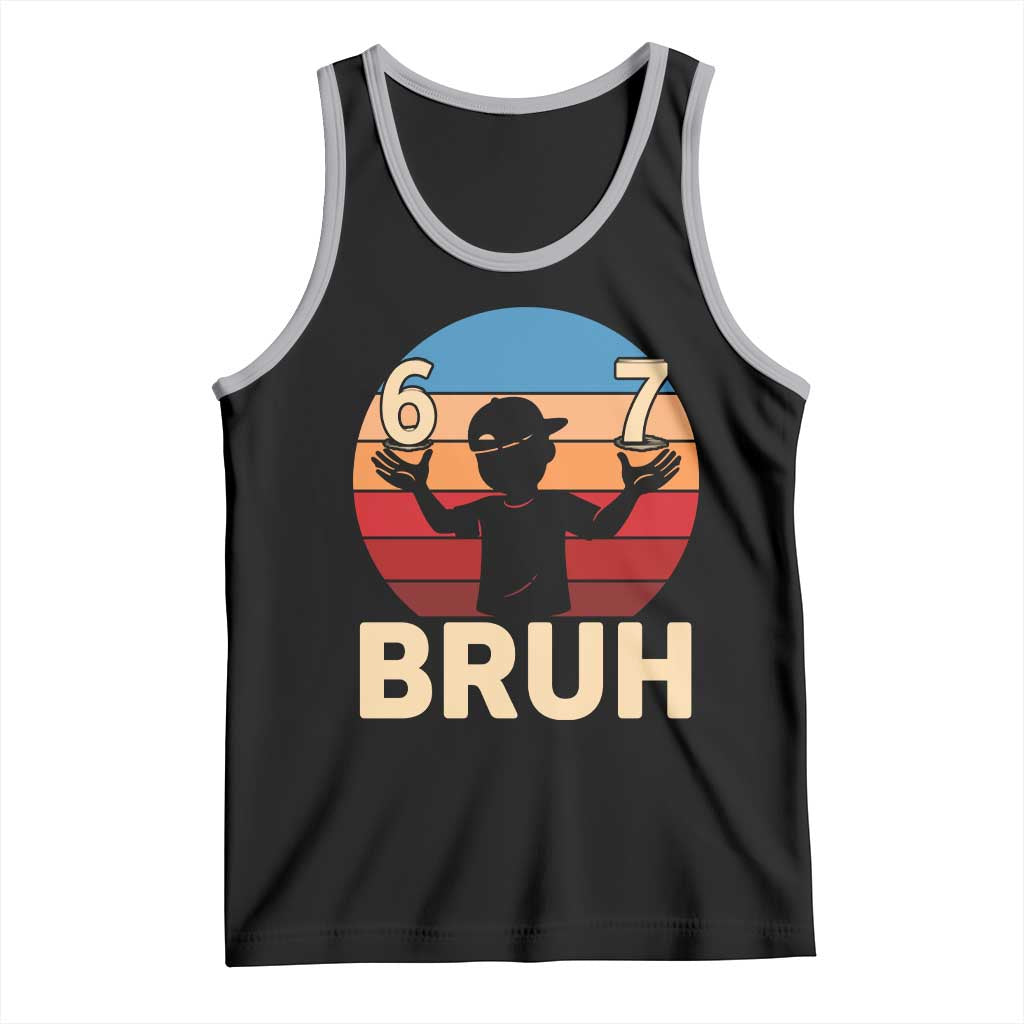 Bruh 67 Meme Tank Top Funny Six Seven Meme 6 7 Numbers Kid Gen Alpha TS10 Black Athletic Heather Print Your Wear