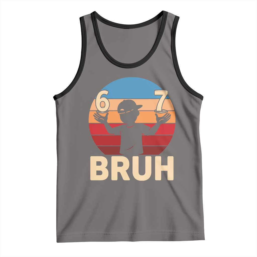 Bruh 67 Meme Tank Top Funny Six Seven Meme 6 7 Numbers Kid Gen Alpha TS10 Deep Heather Black Print Your Wear