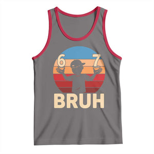 Bruh 67 Meme Tank Top Funny Six Seven Meme 6 7 Numbers Kid Gen Alpha TS10 Deep Heather Red Print Your Wear