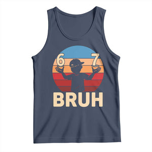 Bruh 67 Meme Tank Top Funny Six Seven Meme 6 7 Numbers Kid Gen Alpha TS10 Navy Print Your Wear