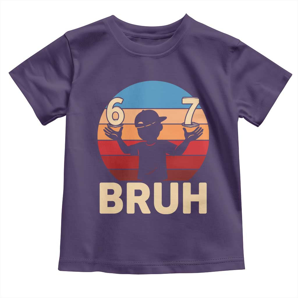 Bruh 67 Meme Toddler T Shirt Funny Six Seven Meme 6 7 Numbers Kid Gen Alpha TS10 Purple Print Your Wear