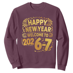 67 New Years Eve Sweatshirt Funny Six Seven 2026 Meme 6 7 Numbers Kid Gen Alpha TS10 Maroon Print Your Wear