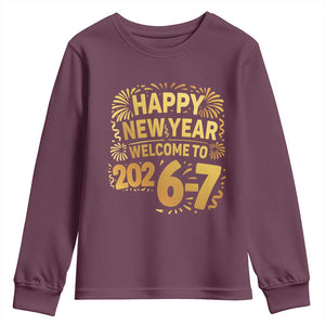 67 New Years Eve Youth Sweatshirt Funny Six Seven 2026 Meme 6 7 Numbers Kid Gen Alpha TS10 Maroon Print Your Wear