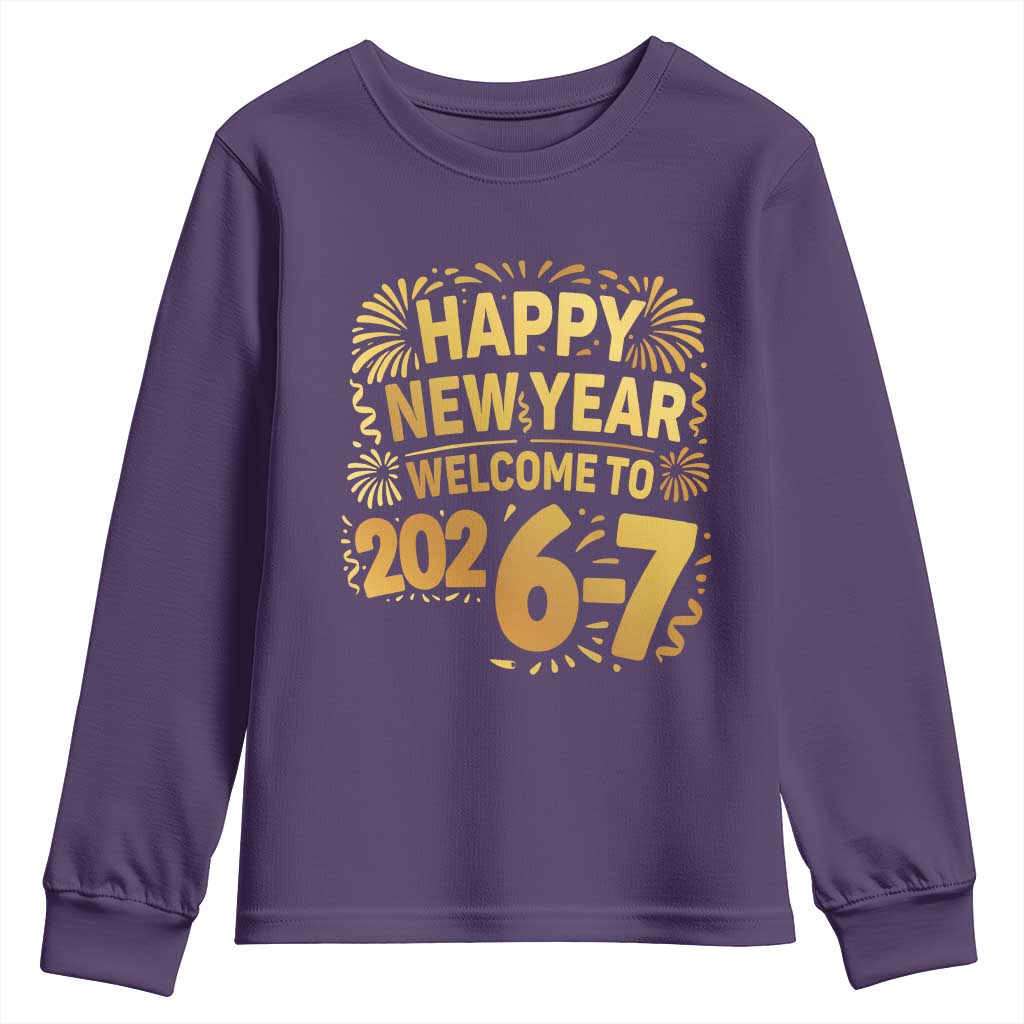 67 New Years Eve Youth Sweatshirt Funny Six Seven 2026 Meme 6 7 Numbers Kid Gen Alpha TS10 Purple Print Your Wear