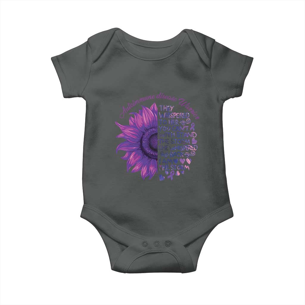 Autoimmune Disease Awereness Baby Onesie I Am The Storm Purple Ribbon TS10 Dark Heather Print Your Wear