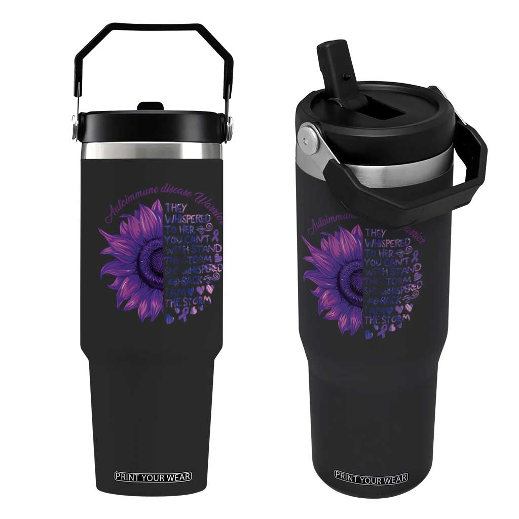 Autoimmune Disease Awereness Flip Straw Tumbler I Am The Storm Purple Ribbon TS10 One Size: 30 oz Black Print Your Wear