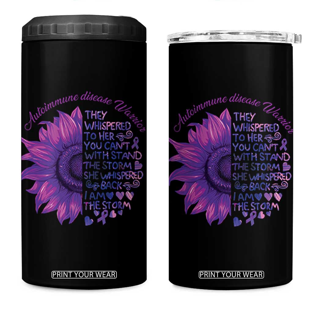 Autoimmune Disease Awereness 4 in 1 Can Cooler Tumbler I Am The Storm Purple Ribbon TS10 One Size: 16 oz Black Print Your Wear
