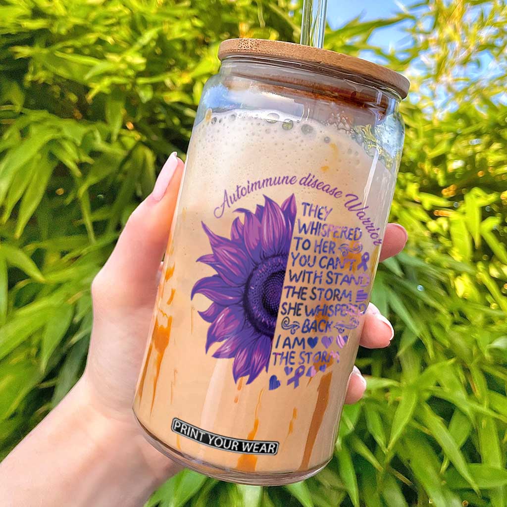 Autoimmune Disease Awereness Glass Can I Am The Storm Purple Ribbon TS10 Black Print Your Wear
