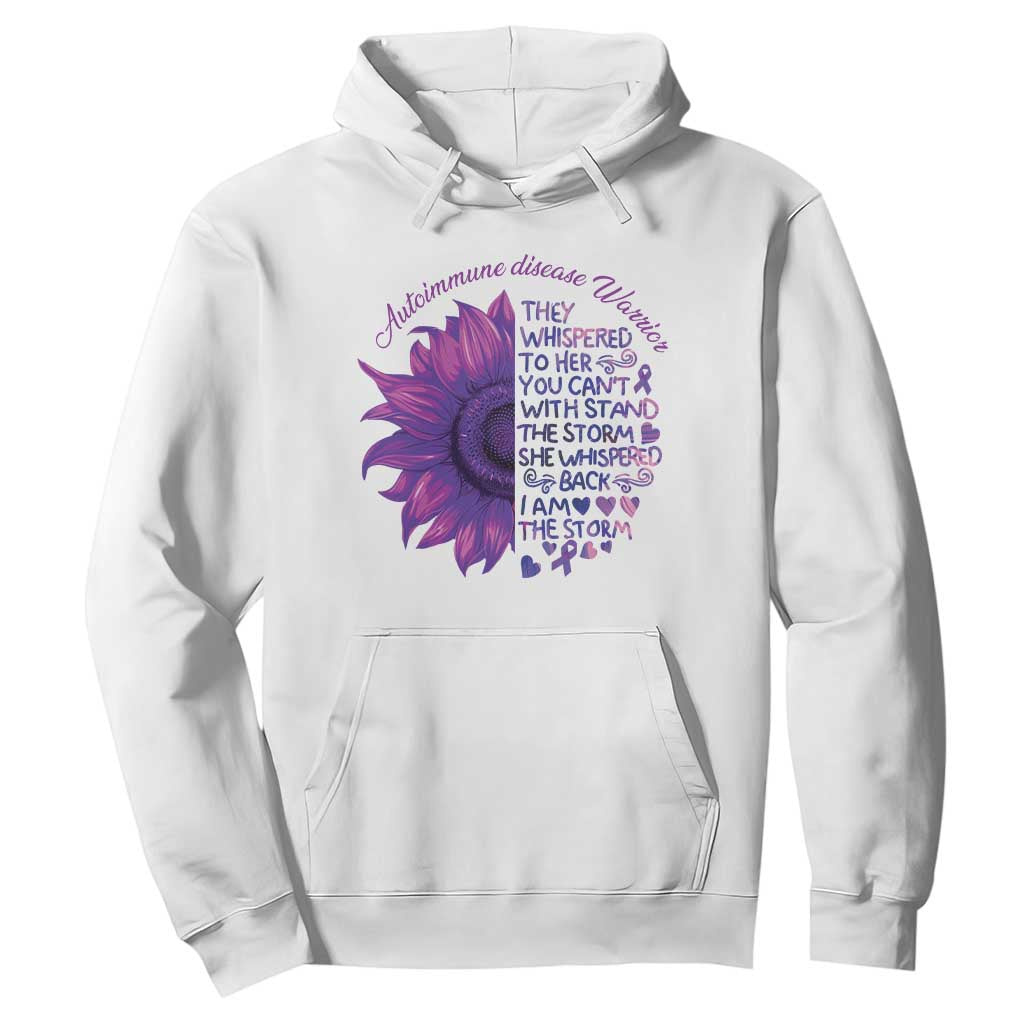Autoimmune Disease Awereness Hoodie I Am The Storm Purple Ribbon TS10 White Print Your Wear